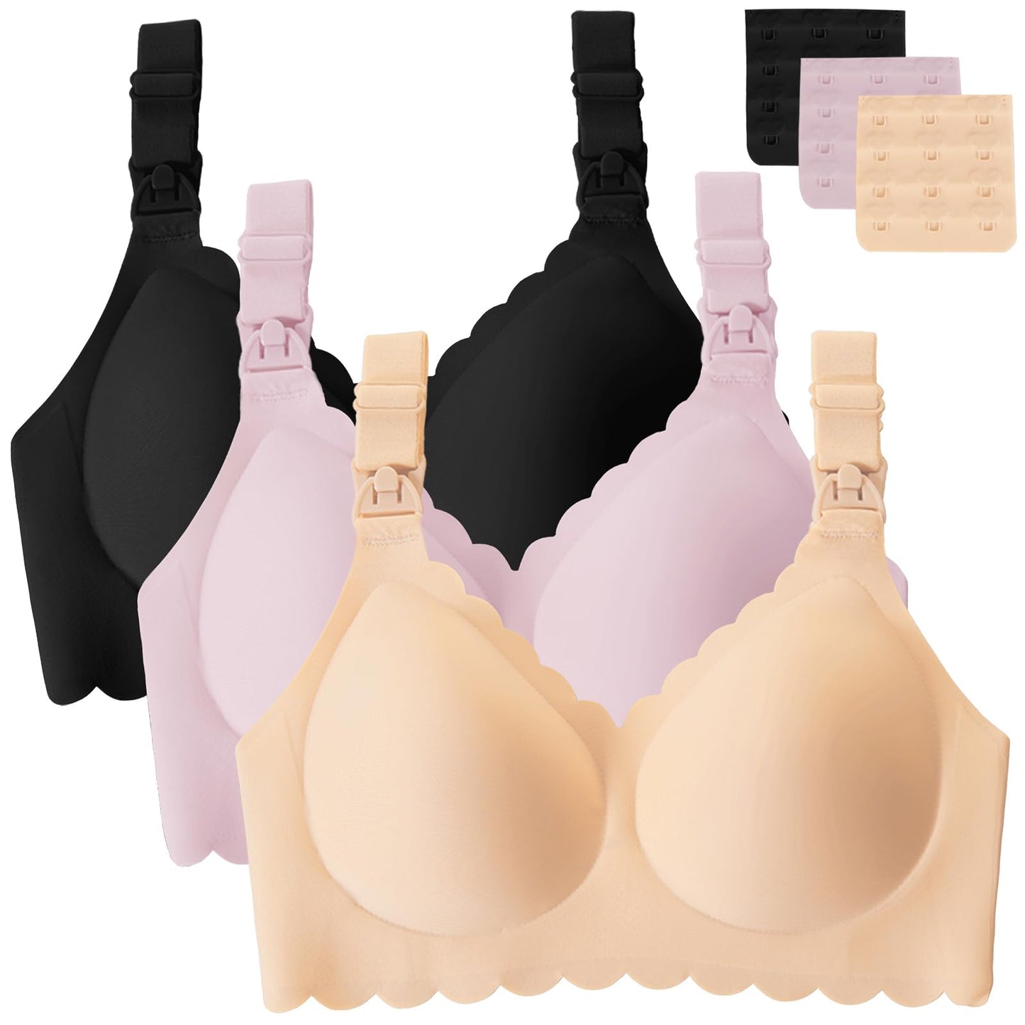 Gailife 3 Pack Nursing Bras for Breastfeeding Seamless Wireless Maternity Bras for Pregnancy Soft Sleep Bralette Pack