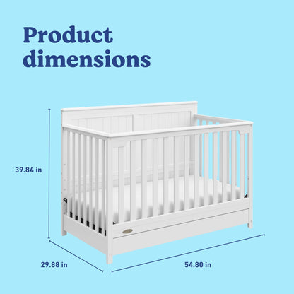 Graco Hadley 5-in-1 Convertible Crib & Changer – GREENGUARD Gold Certified, Fits Standard Crib Mattress, Converts to Toddler Bed and Full Bed, 4 Adjustable Mattress Heights (Pebble Gray)
