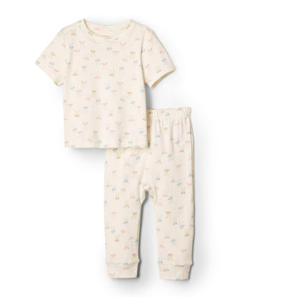 Amazon Essentials x Sofia Grainge Unisex Toddlers and Babies' Cotton Knit Short Sleeve Shirt & Pants Set