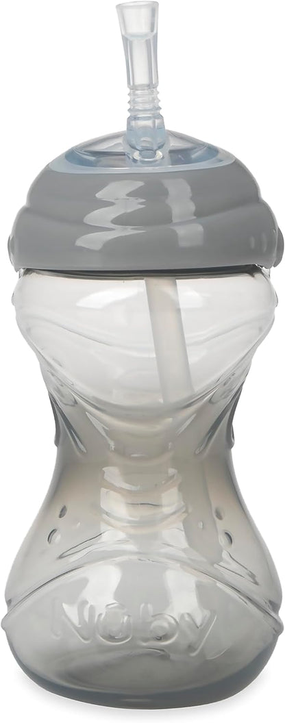 Nuby No-Spill Sippy Cup with Flex Straw - (3-Pack) 10-Ounce Bottles - Sippy Cups for Toddlers 12+ Months - Neutral Color Training Cups for Toddlers