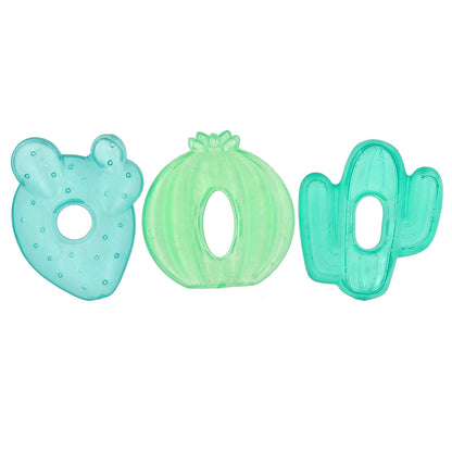 Itzy Ritzy Water-Filled Teethers - Cold Cutie Coolers Textured On Both Sides to Massage Sore Gums & Emerging Teeth - Can Be Chilled in Refrigerator, Set of 3 Green Cactus Water Teethers