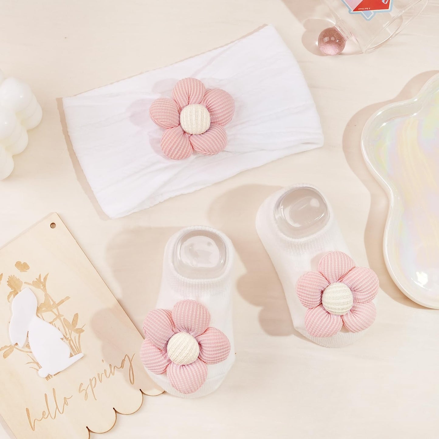 CÉLLOT 5 Pcs Baby Flower Headbands Baby Girls Nylon Headbands Soft Hairbands Hair Accessories for Newborn Infant Toddler Kids