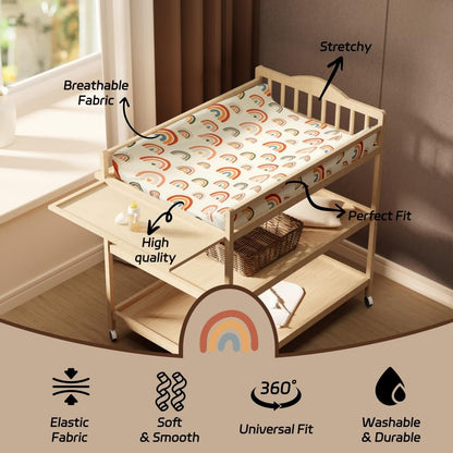 4 Pack Crib Sheets Boho Nursery Sheets Sunshine and Rainbow Desdign Neutral Unisex Fitted Baby Standard Crib Sheets for Baby Boys or Girls (Crib Sheets)