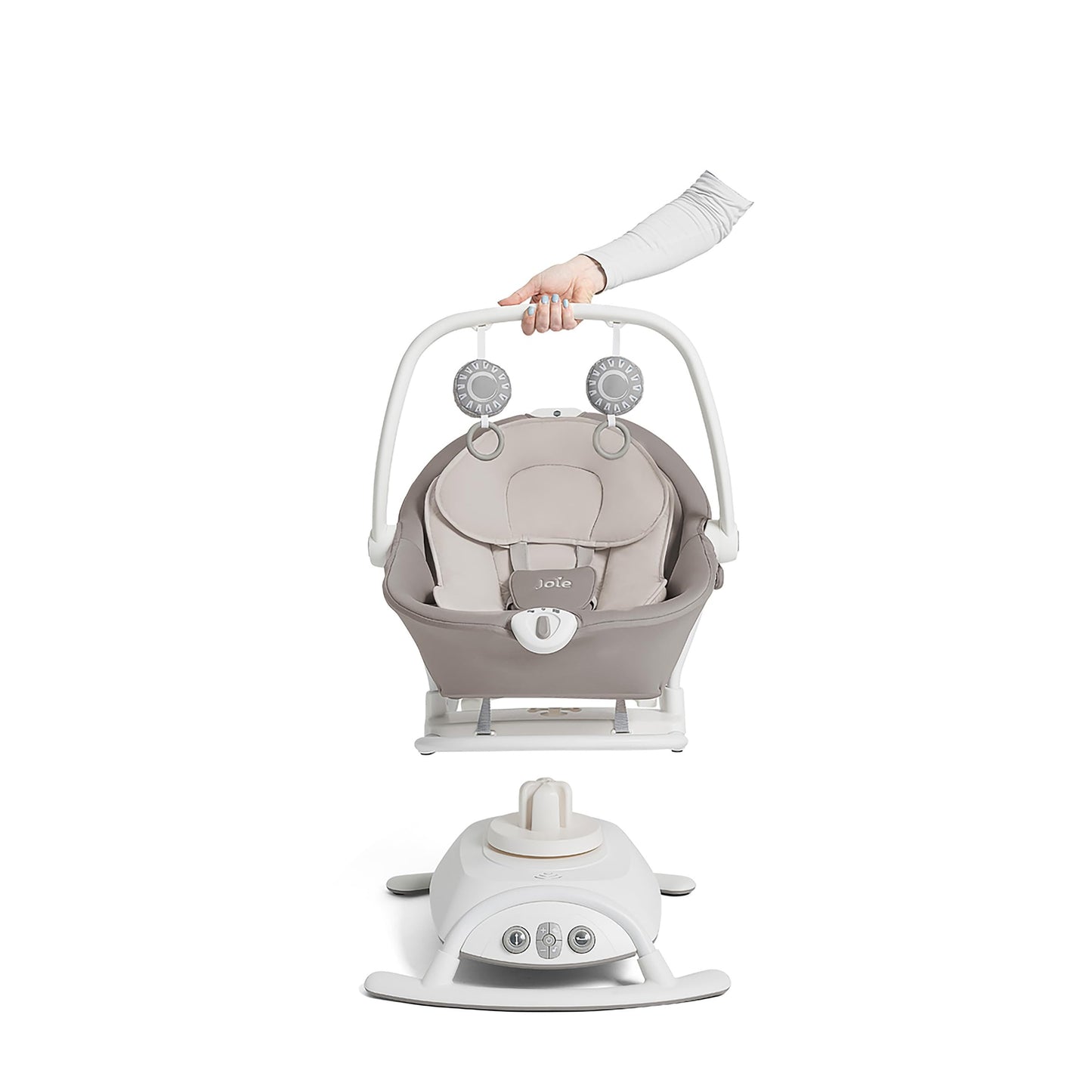 Joie Cinnamon 2-in-1 Glider and Rocker – Multi-Motion Baby Swing and Rocker Combo with Plush Fabrics, Compact Design, and Multiple Recline Positions – Soothing Sounds & Gentle Vibrations (Fern)