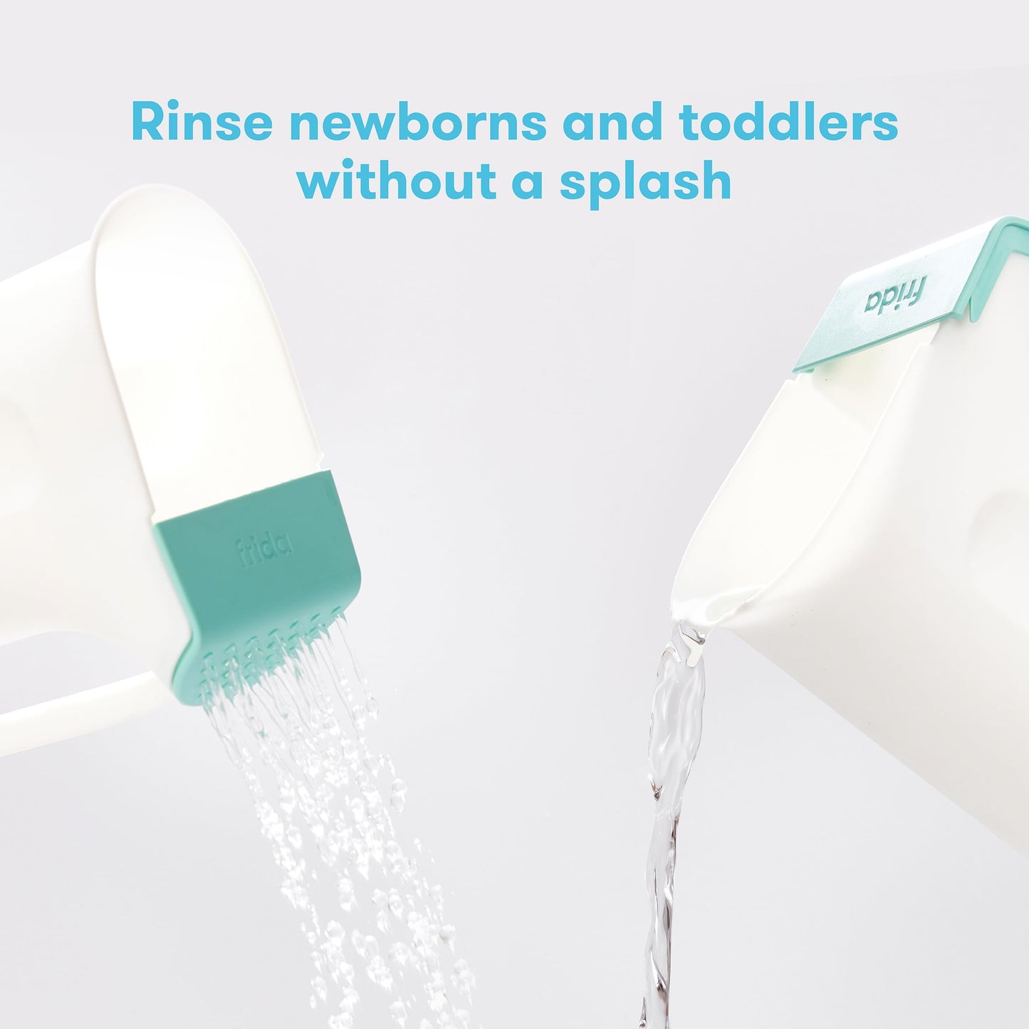 Frida Baby Control The Flow Bath Rinse Cup, Tear Free Rinser to Wash Hair and Body with Easy Grip Handle and Removable Rain Shower, Made in USA