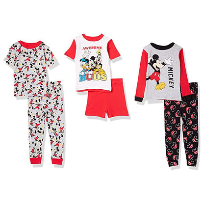 Disney Unisex Kids' 6-piece Snug-fit Cotton Matching Comfortable Pajama Set, Soft & Cute for Kids