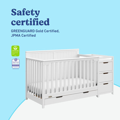 Graco Hadley 5-in-1 Convertible Crib & Changer – GREENGUARD Gold Certified, Fits Standard Crib Mattress, Converts to Toddler Bed and Full Bed, 4 Adjustable Mattress Heights (Pebble Gray)