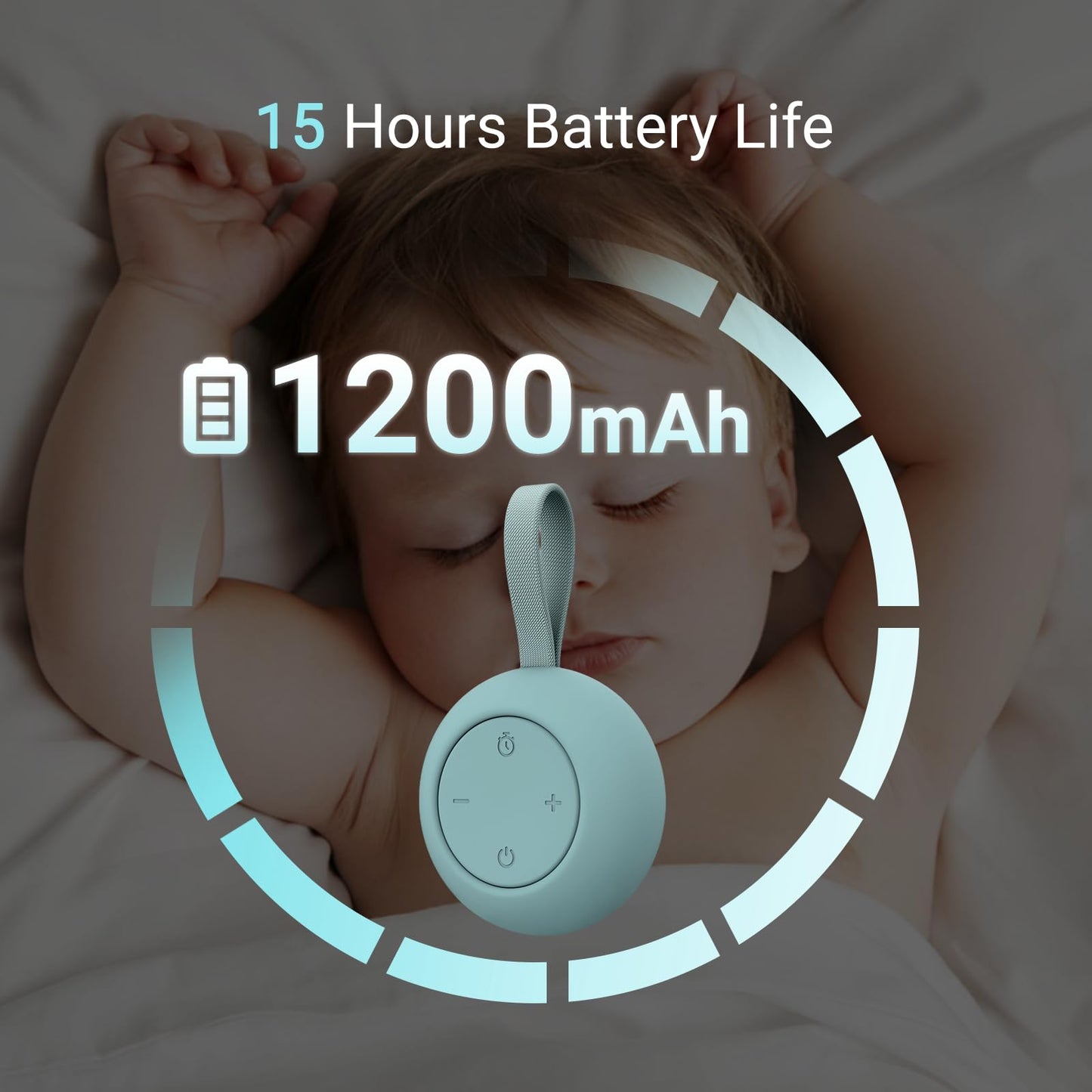 Portable Baby Sound Machine [White Noise for Babies Kids Adults][Timer Function][12 Soothing Sounds][Sleep Soother] 15 Hours Battery Life, Travel,Registry,Gifts,Shower,Clips on Baby Stroller