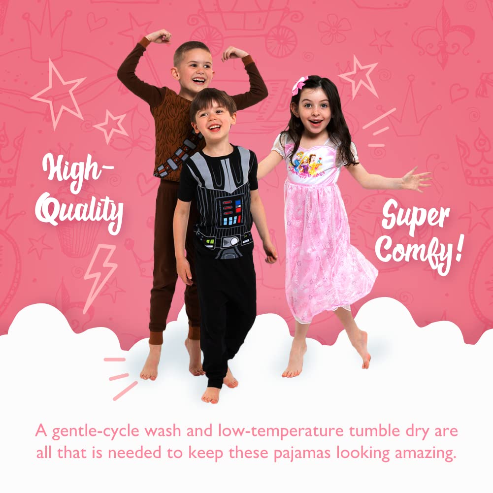 Disney Unisex Kids' 6-piece Snug-fit Cotton Matching Comfortable Pajama Set, Soft & Cute for Kids