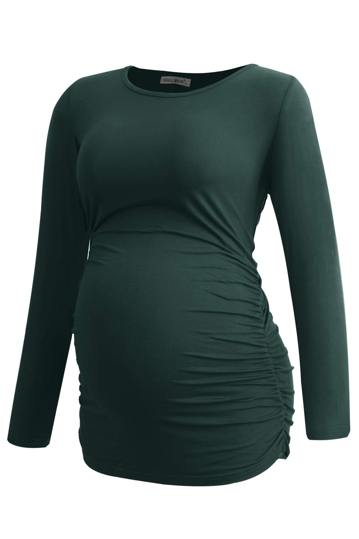 Smallshow Women's 4 Pack Maternity Shirts Long Sleeve Ruched Pregnancy Clothes Tops