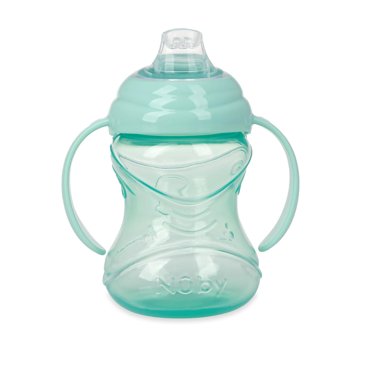 Nuby Clik-It Grip N' Sip Soft Spout No-Spill Training Sippy Cup with Handles - (3-Pack) 10 oz - 4+ Months - Aqua/Purple/Pink