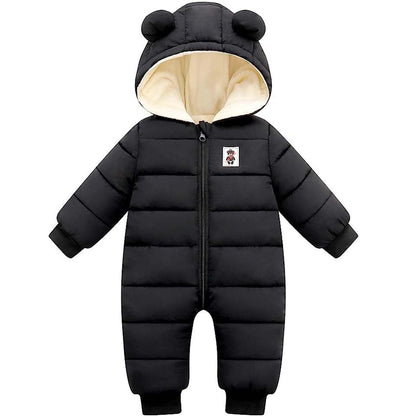 BYFRI Baby Boys Girls Snowsuit Newborn Cozy Winter Coat Infant Bear Hooded Jumpsuit Toddler Snow Outfit for 0-24 Months