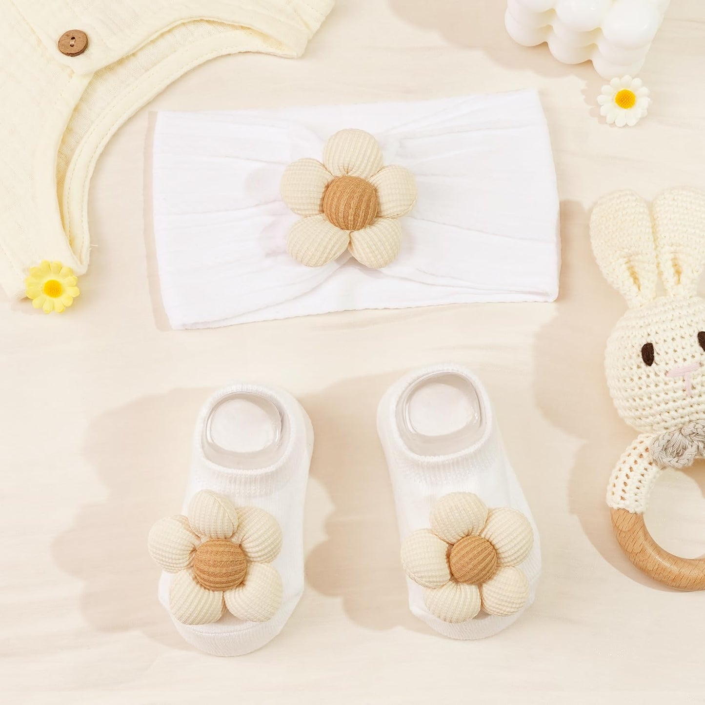 CÉLLOT 5 Pcs Baby Flower Headbands Baby Girls Nylon Headbands Soft Hairbands Hair Accessories for Newborn Infant Toddler Kids