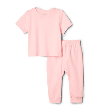 Amazon Essentials x Sofia Grainge Unisex Toddlers and Babies' Cotton Knit Short Sleeve Shirt & Pants Set