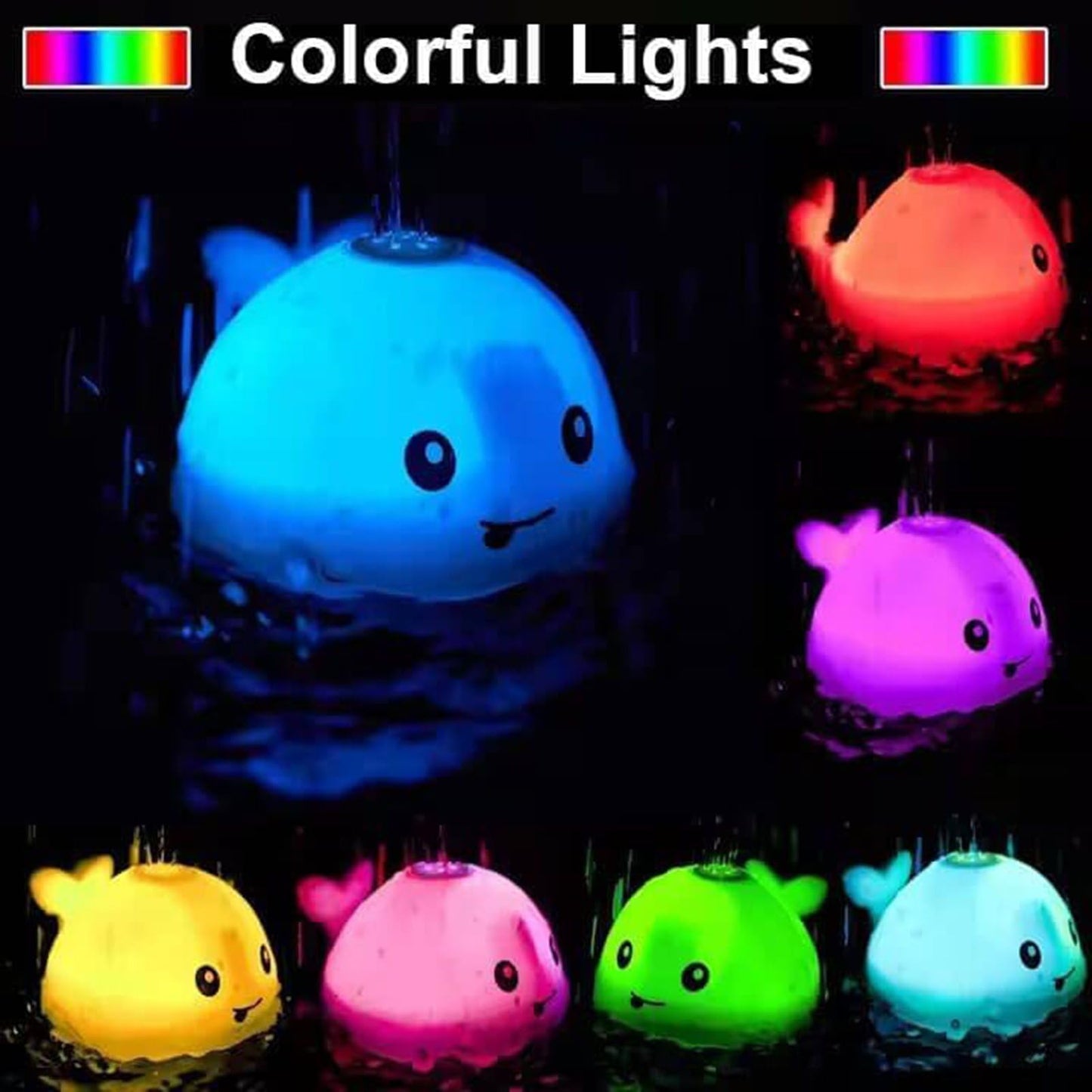 Toddla Whale Bath Toy Sprinkler - Water Pool Toys for Toddlers 1-3, Light Up Floating Baby Bath Toys, Birthday Gift for 1 2 3 4 5 Year Old Boys Girls,, Water Sensory Toys for Kids