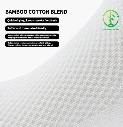 Bamboo Baby Non Slip Ankle Socks - Soft Cotton for Sensitive Skin (6 Pairs, Mixed Colors, Infants-Toddlers-Kids)