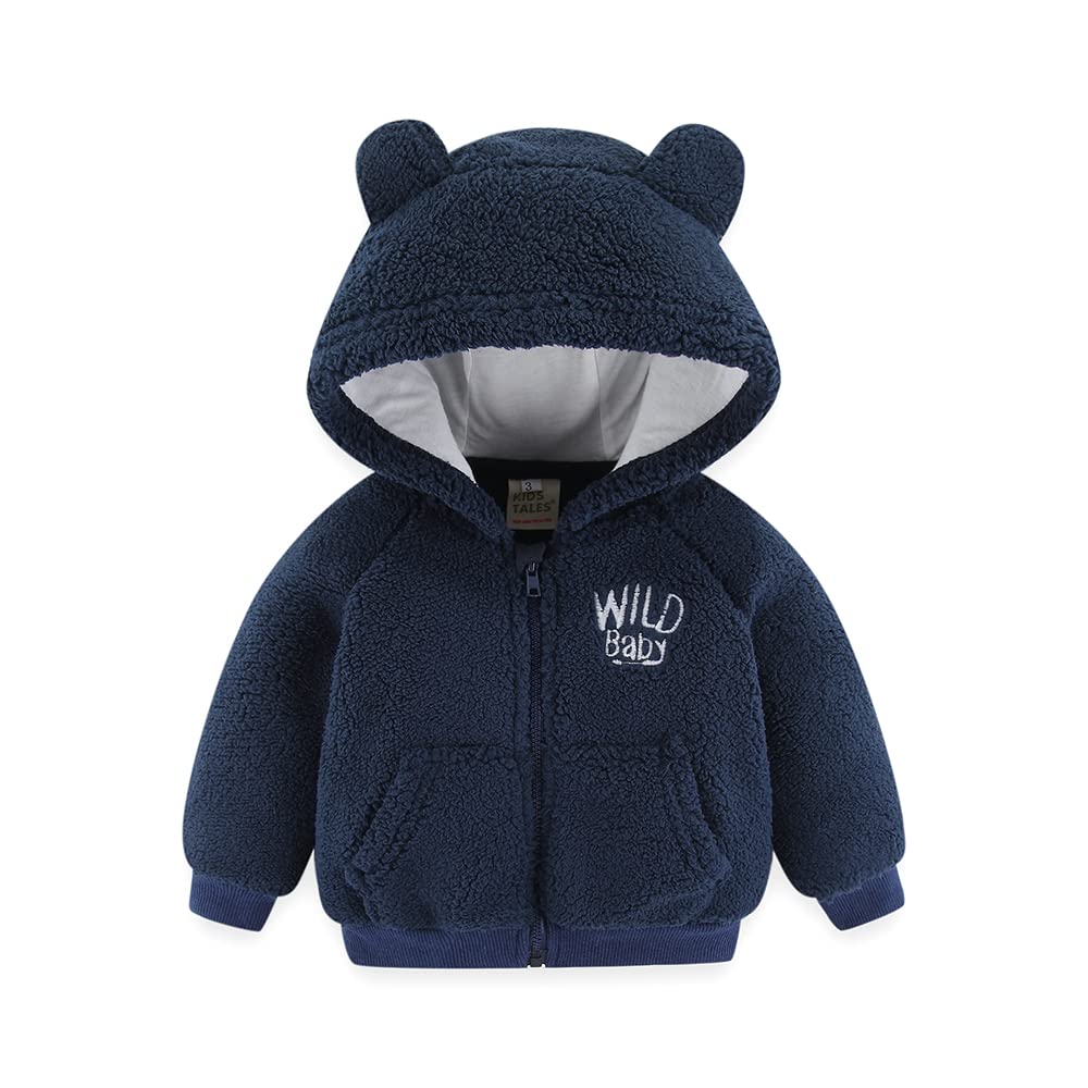 Newborn Infant Baby Boys Girls Cartoon Fleece Hooded Jacket Coat with Ears Warm Todder Kids Outwear Coat Zipper Up 0-6Y