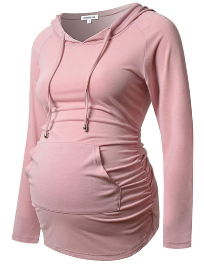 GINKANA Maternity Hoodie Long Sleeves Shirts Casual Maternity Top Pregnancy Sweatshirt Casual Clothes