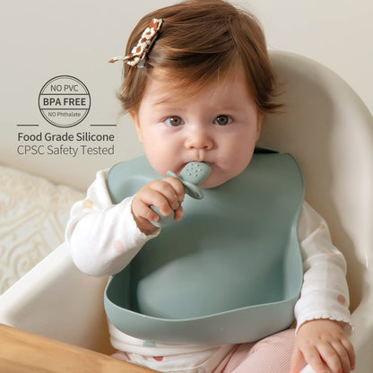 SAMiGO Silicone Baby Spoons Self Feeding 6+ Months - Infant Toddler Utensils - First Stage Baby Led Weaning Feeding Supplies - Set of 3 Pack