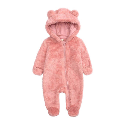 Babymine Newborn Baby Jumpsuit Hooded Fleece Rompers Long Sleeve Onesie Outwear Outfits
