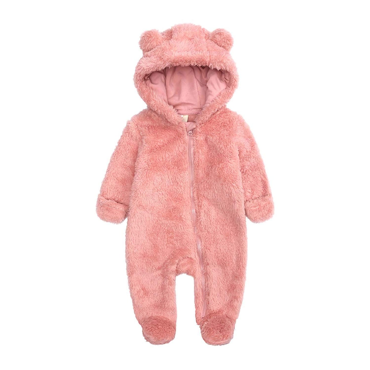 Babymine Newborn Baby Jumpsuit Hooded Fleece Rompers Long Sleeve Onesie Outwear Outfits