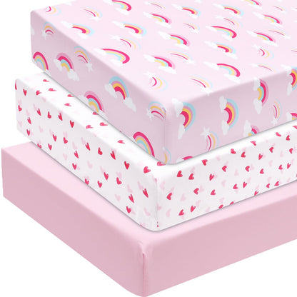 david's kids 3 Pack Fitted Crib Sheets, Ultra Soft Breathable Comfortable Baby Sheet Set for Boys Girls Neutral, 28x52 Inch Fits Standard Crib and Toddler Mattresses, Dinosaur