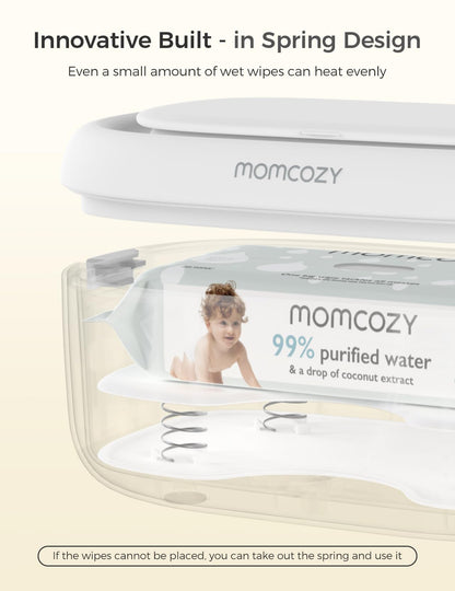 Momcozy Baby Wipe Warmer, Innovative Spring Design, Large Capacity Wipes Dispenser, Fast and Even Heating, 4 Modes of Temperature Heating Control, Diaper Wipe Warmer with Night Light