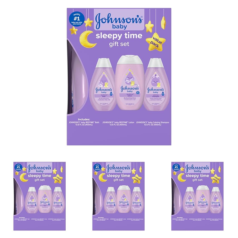 Johnson's Baby Sleepy Time Gift Set with Calming Bedtime Bath, Bedtime Lotion & Calming Shampoo, Baby Bedtime Essentials with Relaxing NaturalCalm Aromas, Hypoallergenic, 3 Items