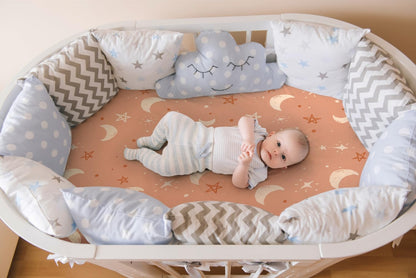 4 Pack Crib Sheets Boho Nursery Sheets Sunshine and Rainbow Desdign Neutral Unisex Fitted Baby Standard Crib Sheets for Baby Boys or Girls (Crib Sheets)