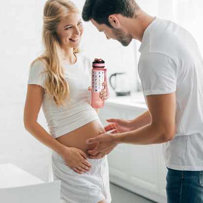 Pregnancy Water Bottle Tracker(Black), 1st Trimester Must Haves Gift for First Time Moms, with 2 Different Weekly Stickers, Early Essentials Gifts for Pregnant Women, Maternity, BPA Free