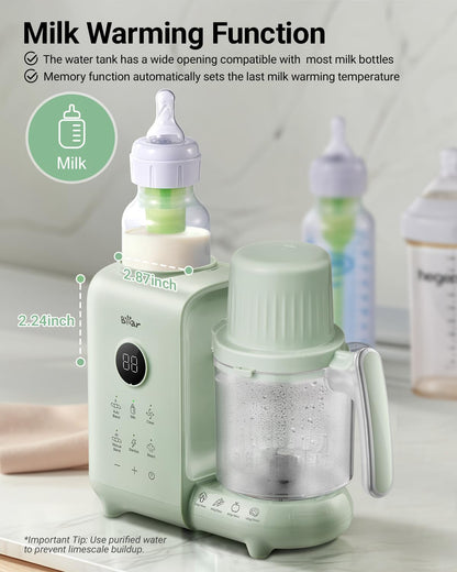 Bear Baby Food Maker with 18.5oz Dual-Layer Steam Baskets, OneStep Baby Food Processor Steamer Puree Blender Grinder Mills, Auto Cooking Grinding&Sterili-zing for Healthy Homemade Baby Food, BPA-Free