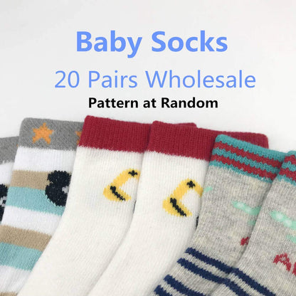 WAFUNNE 20 Pairs Baby Socks Wholesale for Infant Toddler Kids Children (Pattern at Random)
