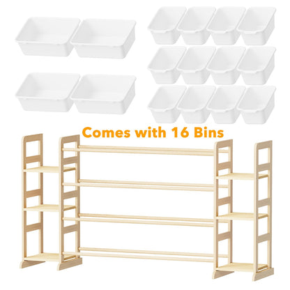 SpaceAid Toy Storage Organizer with 6 Shelves and 12 Bins, Bookshelf/Bookcase, Kids Bin Shelf, Toys Box for Playroom Organization for Bedroom & Room Decor, White, 52.3" W