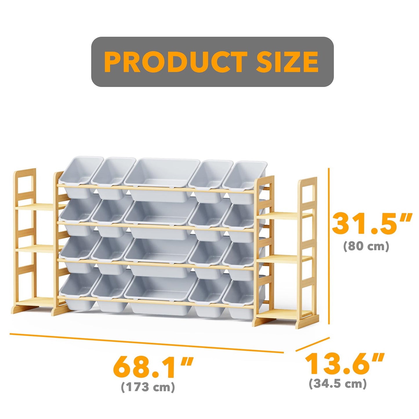 SpaceAid Toy Storage Organizer with 6 Shelves and 12 Bins, Bookshelf/Bookcase, Kids Bin Shelf, Toys Box for Playroom Organization for Bedroom & Room Decor, White, 52.3" W