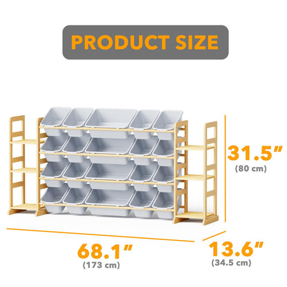 SpaceAid Toy Storage Organizer with 6 Shelves and 12 Bins, Bookshelf/Bookcase, Kids Bin Shelf, Toys Box for Playroom Organization for Bedroom & Room Decor, White, 52.3" W