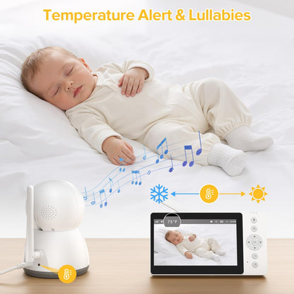 Baby Monitor, Baby Monitor with Camera and Audio, Secure No WiFi, Pan Tilt Video Camera with Night Vision, VOX, 2-Way Talk, 1300ft, Portable Video Audio Monitor Ideal for Baby/Elderly/Pet