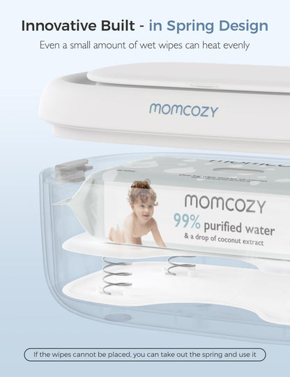Momcozy Baby Wipe Warmer, Innovative Spring Design, Large Capacity Wipes Dispenser, Fast and Even Heating, 4 Modes of Temperature Heating Control, Diaper Wipe Warmer with Night Light