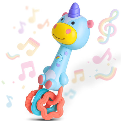 Musical Baby Rattle Toy, Soft Silicone Infant Teething Light-Up Rattle for Sensory Development, Easy Grasp Newborn Toy for 0-3-6-12 Months, Safe Early Learning Gift for Boys Girls