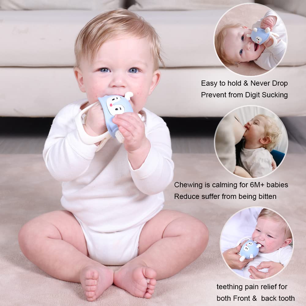Smily Mia Penguin Teethers, Silicone TeethingToys for Babies 0-6Months, Baby Teethers for 3-6Months, Hand Teether for Infants, Teething/Teether Pacifiers for Infants, Light Purple