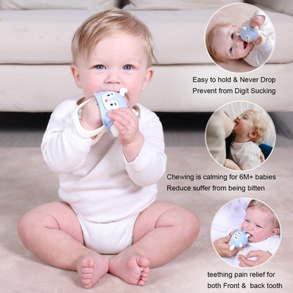 Smily Mia Penguin Teethers, Silicone TeethingToys for Babies 0-6Months, Baby Teethers for 3-6Months, Hand Teether for Infants, Teething/Teether Pacifiers for Infants, Light Purple
