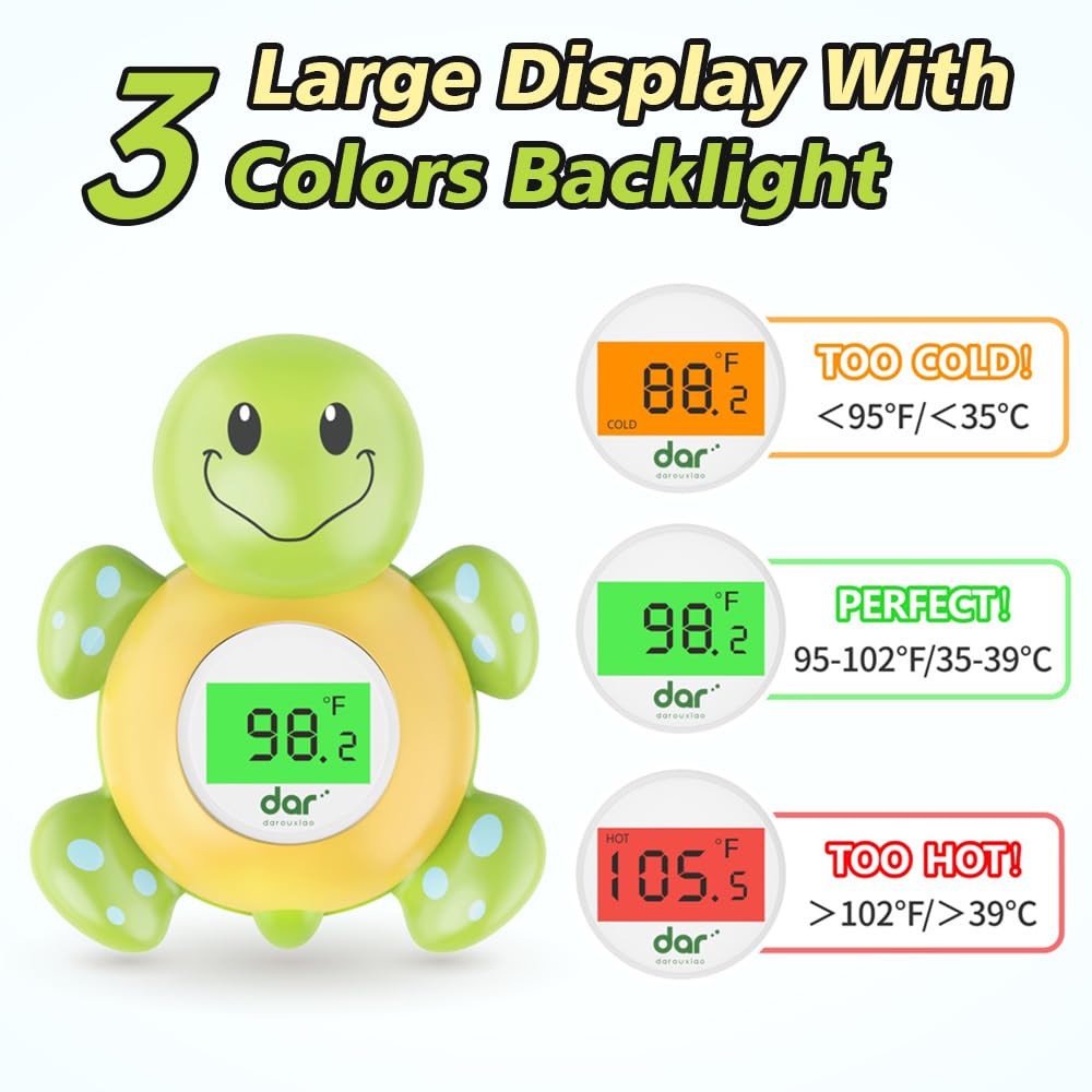 Baby Bath Thermometer, Digital Water Temperature Thermometers with 3 Color Backlit and Temperature Warning, Safety Bath Tube Thermometers Floating Toy for Infant, Toddler