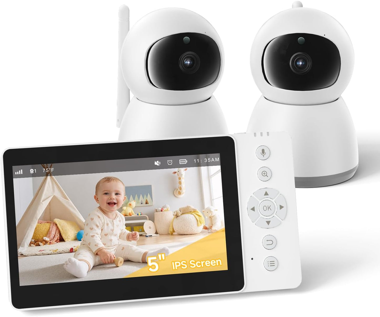 Baby Monitor, Baby Monitor with Camera and Audio, Secure No WiFi, Pan Tilt Video Camera with Night Vision, VOX, 2-Way Talk, 1300ft, Portable Video Audio Monitor Ideal for Baby/Elderly/Pet