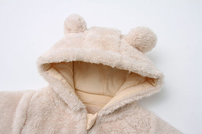 Babymine Newborn Baby Jumpsuit Hooded Fleece Rompers Long Sleeve Onesie Outwear Outfits