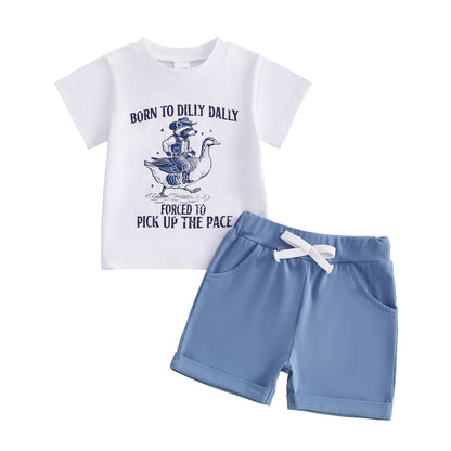 WZTYYDS Toddler Baby Boy Summer Clothes 2T 3T 4T 5T Boys Outfit Letter Truck Short Sleeve T-Shirt Tops + Shorts Set