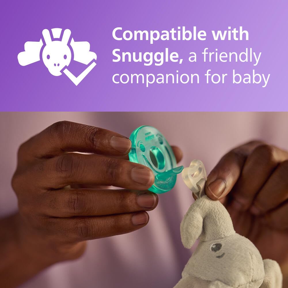 Philips Avent Soothie Baby Pacifiers - 100% Silicone Pacifiers for Babies 0-3 Months, One-Piece Design, BPA-Free, Extra Durable, Green, 4 Pack, Model SCF190/41