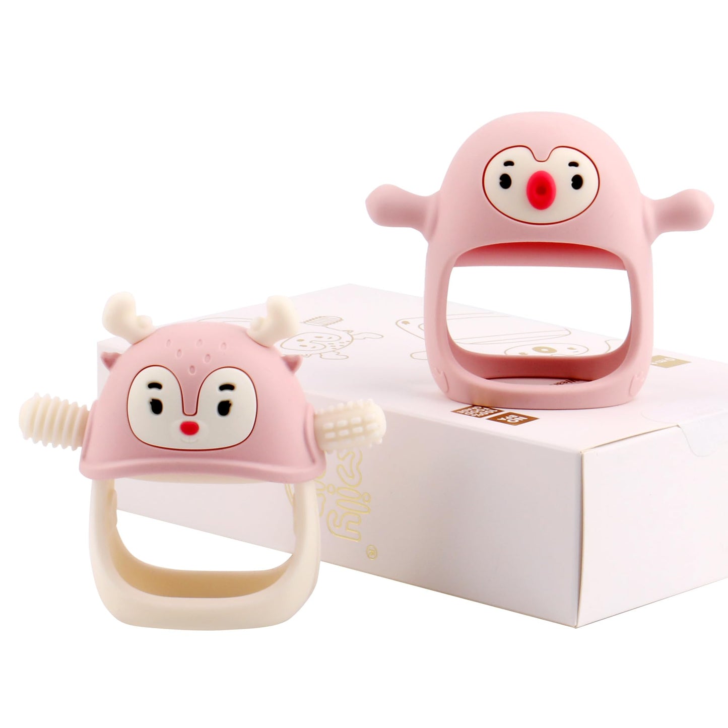 Smily Mia Penguin Teethers, Silicone TeethingToys for Babies 0-6Months, Baby Teethers for 3-6Months, Hand Teether for Infants, Teething/Teether Pacifiers for Infants, Light Purple