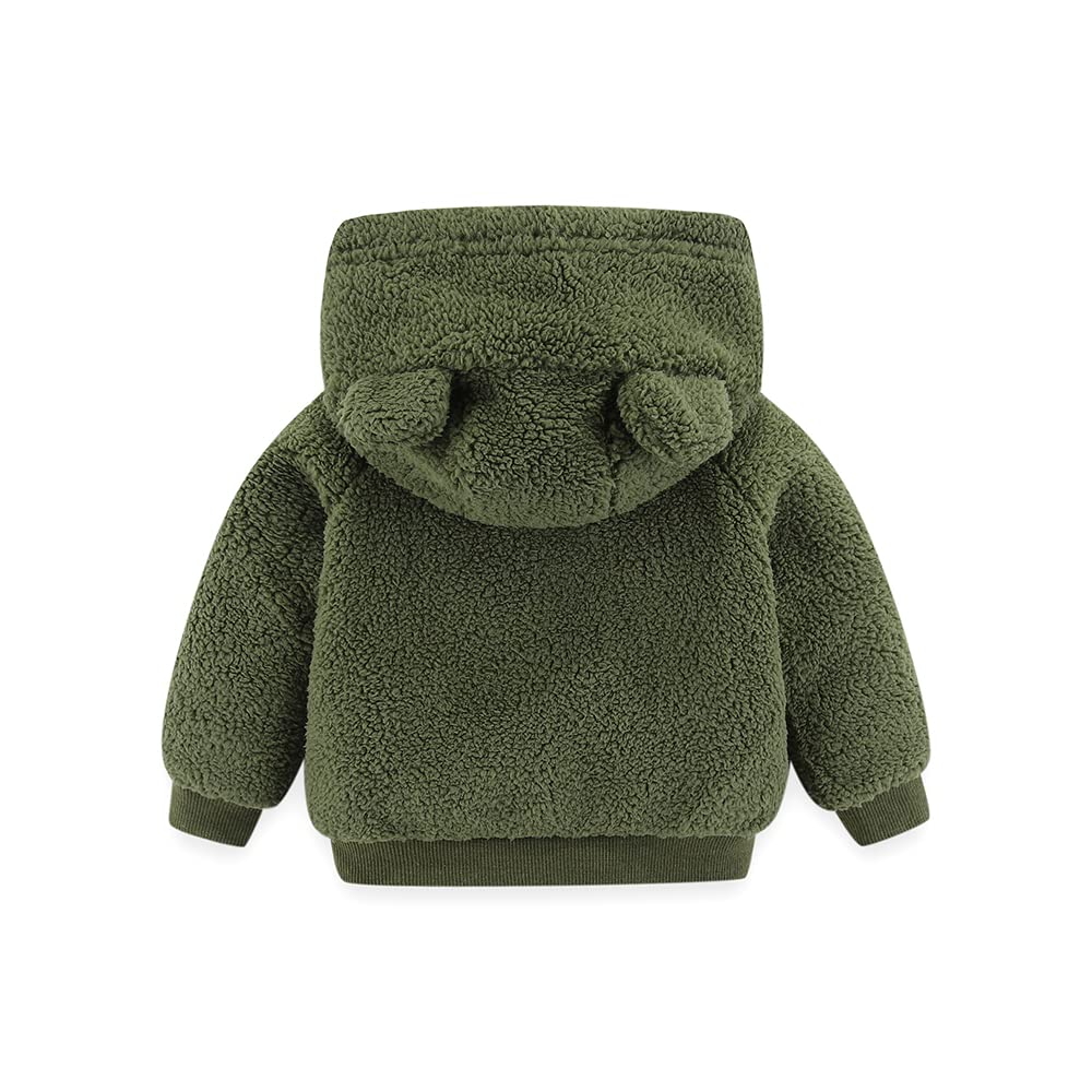 Newborn Infant Baby Boys Girls Cartoon Fleece Hooded Jacket Coat with Ears Warm Todder Kids Outwear Coat Zipper Up 0-6Y