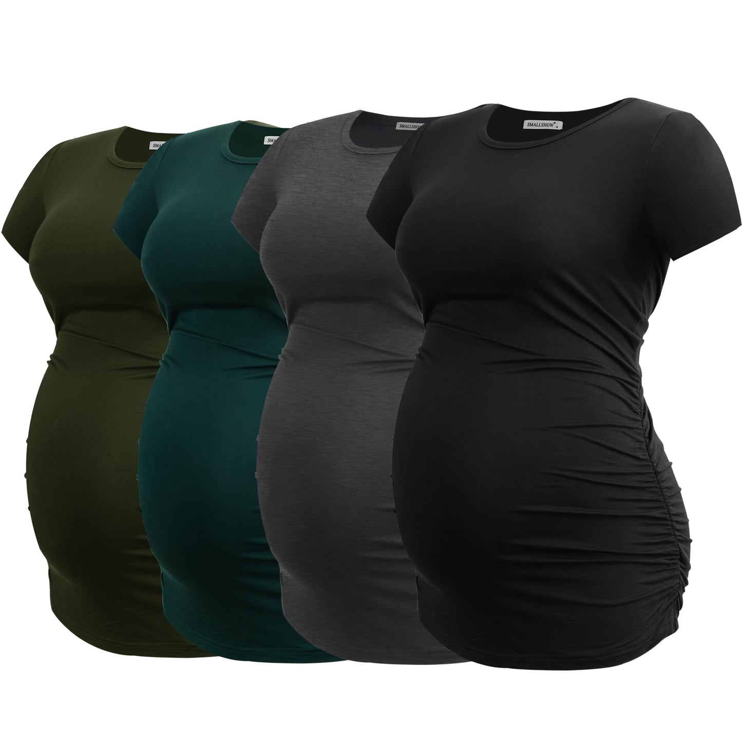 Smallshow Women's 4 Pack Maternity Shirts Short Sleeve Pregnancy Tops Clothes