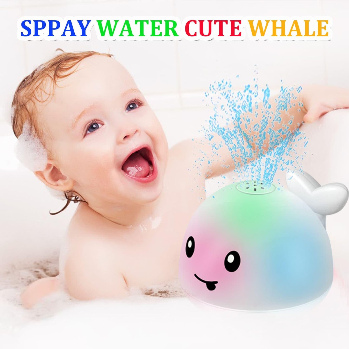 Toddla Whale Bath Toy Sprinkler - Water Pool Toys for Toddlers 1-3, Light Up Floating Baby Bath Toys, Birthday Gift for 1 2 3 4 5 Year Old Boys Girls,, Water Sensory Toys for Kids