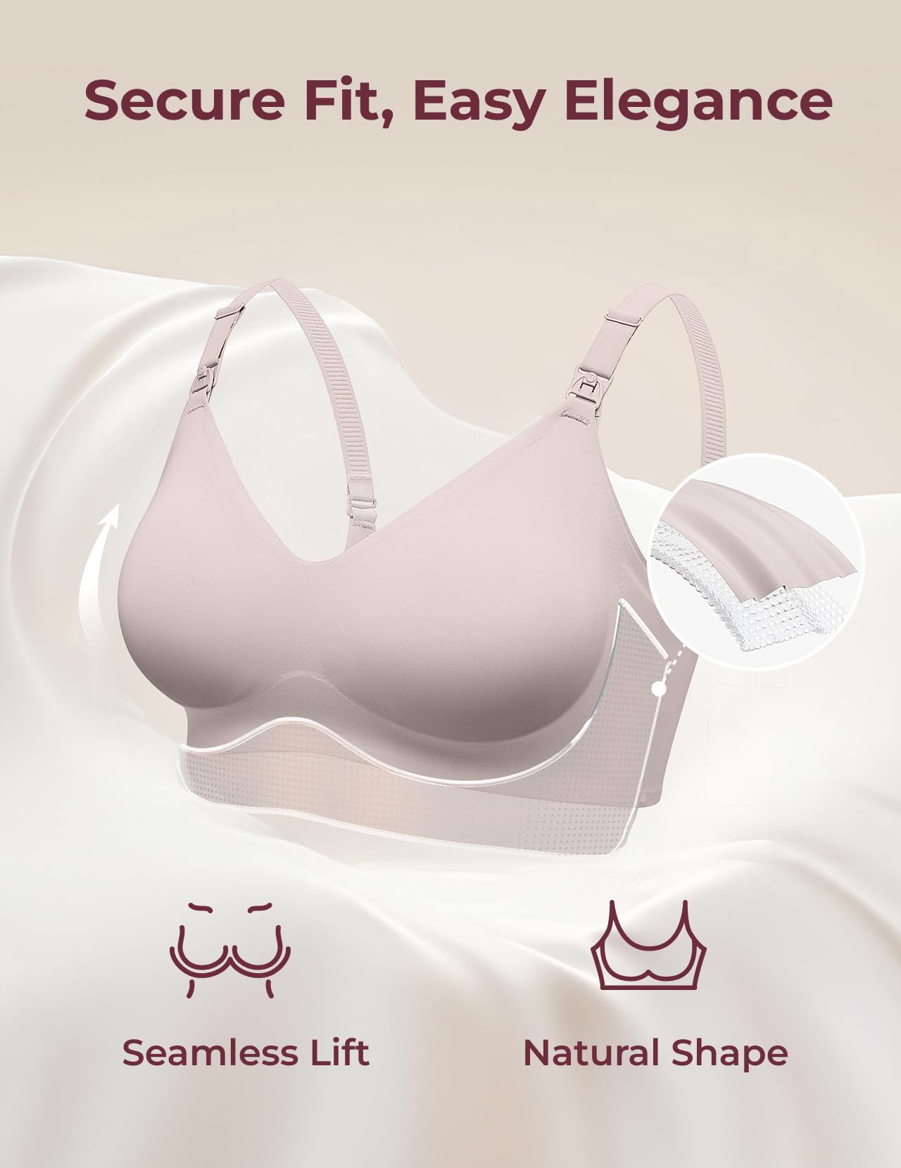 Momcozy Nursing Bras for Breastfeeding, YN21 Seamless Ultra Comfort Maternity Bra, Natural Shape, Pregnancy Sleep Bralette